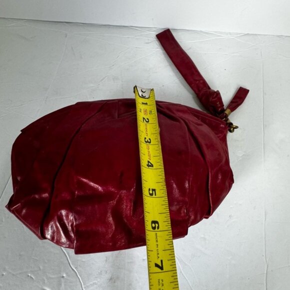 Vanessa Bruno NEW Leather Gathered Ruched Clutch Bag Wristlet Zip Closure Red - Picture 15 of 16